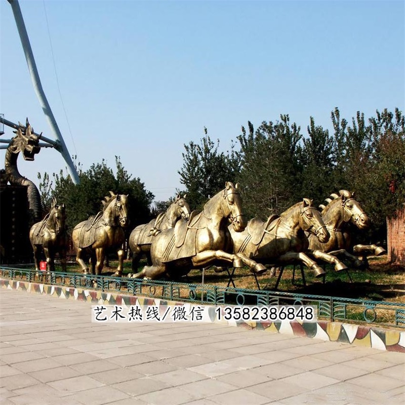 园林铜雕马群雕塑展示