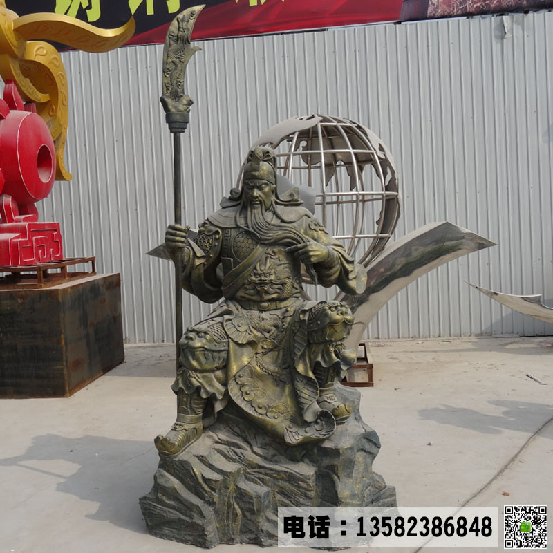 河北曲阳铸铜铜雕厂支持定制 铸铜关公雕塑图片造型 免费设计铸铜雕塑公司